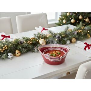 The Lakeside Collection Stoneware Dual Compartment Soup & Side Bowl Set - Red